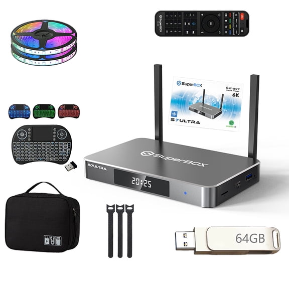 SuperBox S7 ULTRA | 2026 Fully Upgraded | 6K Ultra HD | Parental Control Time | Time Shift | Voice Remote Control | 4GB RAM | 128GB Storage | Includes a Complete Set Of Accessories