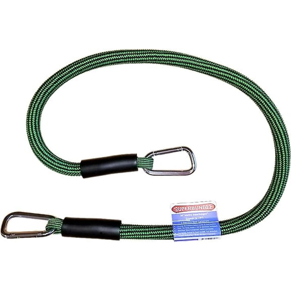 SuperBungee 36-Inch Marine Grade with 2 Stainless Steel Hook Ends (Green/Black)