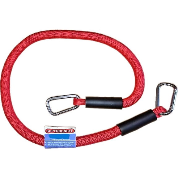 SuperBungee 48-Inch Marine Grade with 2 Stainless Steel Hook Ends (Red)