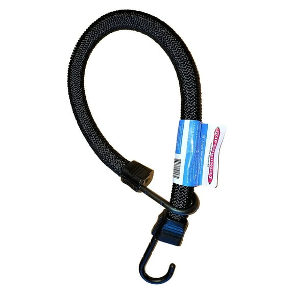 SuperBungee Cord - 18-inch Body (24" incl Hooks) Stretches to 8.7FT with Steel-Core Molded Hooks