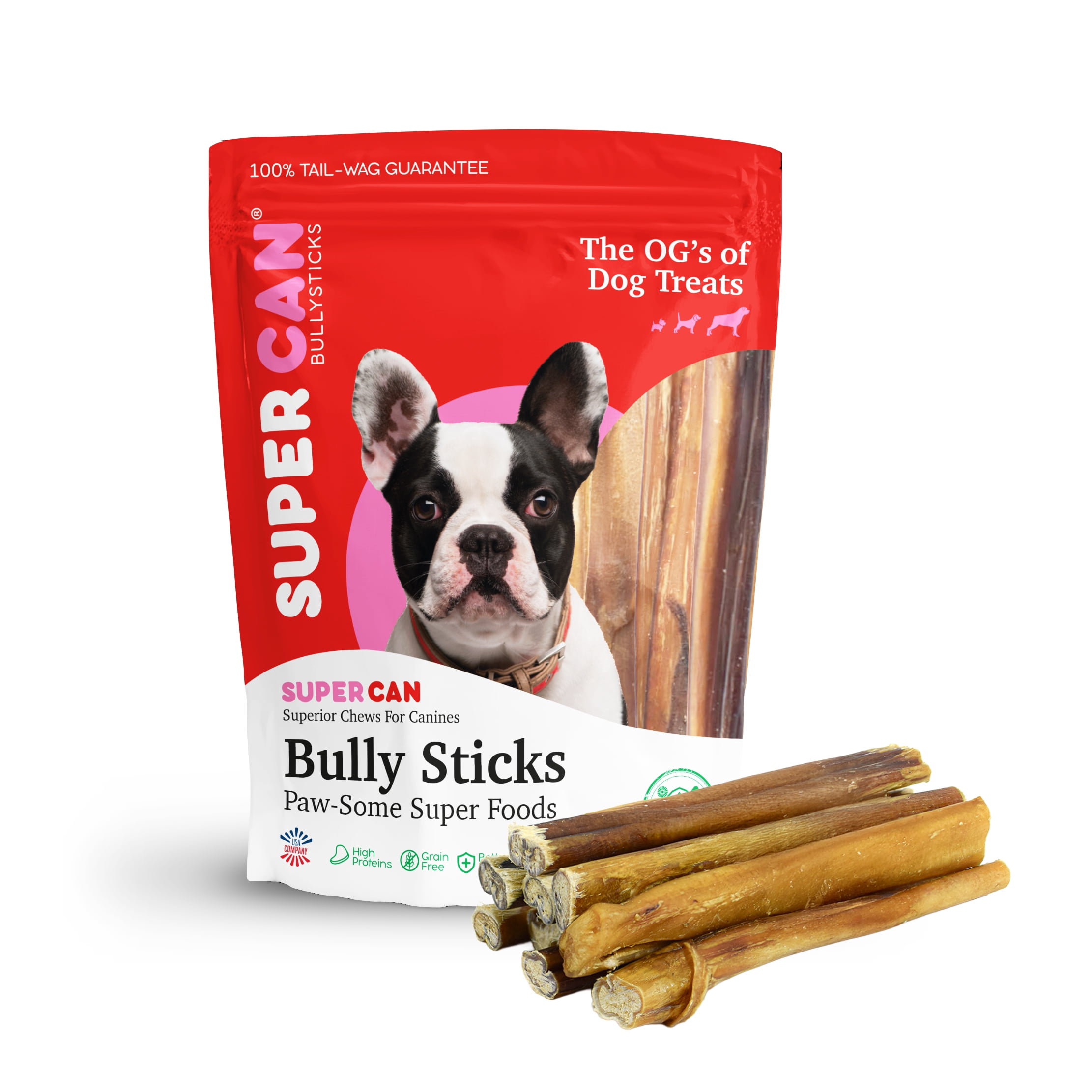Long Lasting Bully Sticks for Dogs 6" Standard 10 pcs Bag