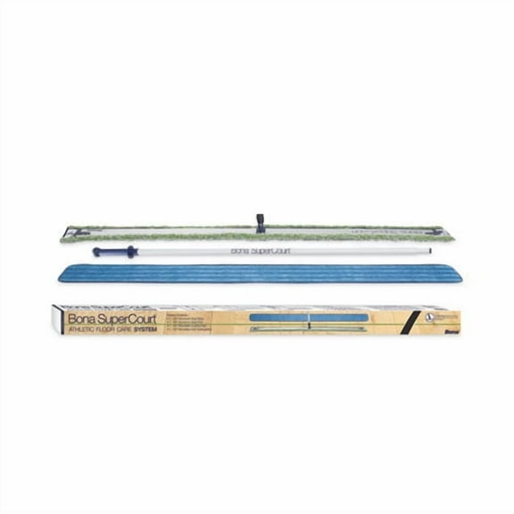 SuperCourt Athletic Floor Care System, 60" Wide Microfiber Head, 66" Silver/Blue Aluminum Handle | Bundle of 2