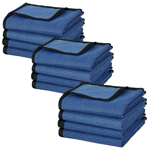 SuperDeal 12 Pack 80" x 72" Moving Blankets Furniture Packaging Pads Cotton & Polyester
