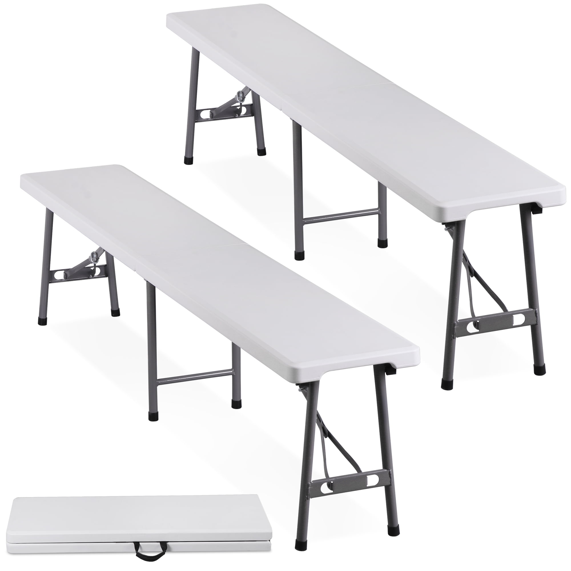 Portable Bench Frame SuperDeal 2 Pcs 6FT Plastic Folding Bench Portable Lightweight Seats ...