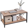 thumbnail image 1 of SuperDeal 2-Tier Compact Coffee Table Industrial Cocktail Desk W/ Storage Shelf for Small Apartment Living Room, Natural, 1 of 9