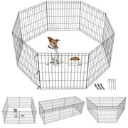 SuperDeal 24" 8 Panels Pet Playpen Dog Fence Exercise Cage Metal Folding