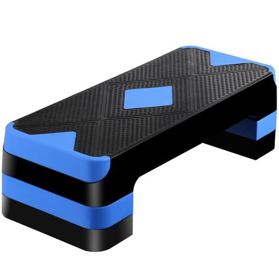 SuperDeal 27" Adjustable PP Aerobic Stepper Workout Fitness Cardio Exercise Platform Trainer w/4 Risers, Blue