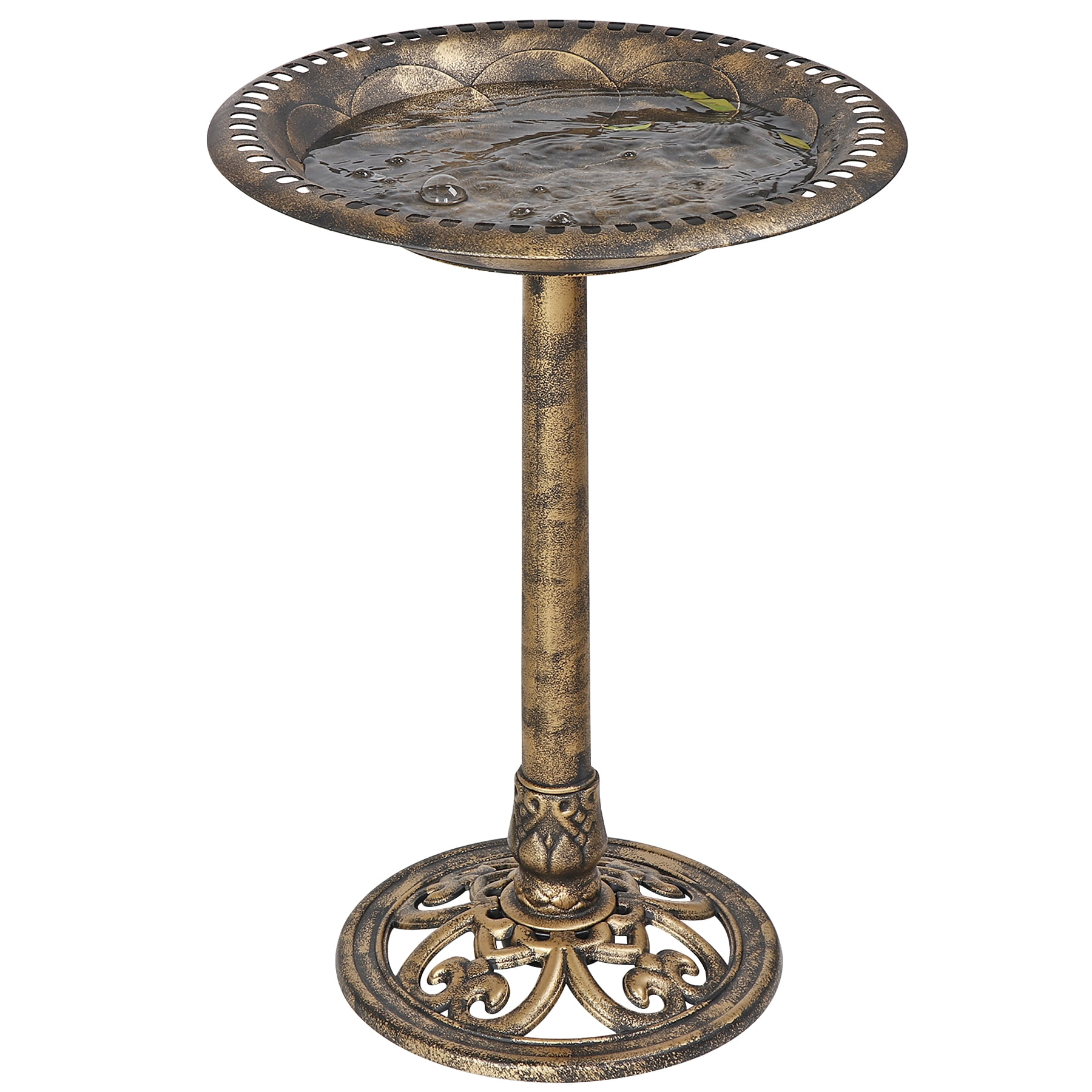 SuperDeal 28in Antique Bird Bath Weather-Resistant Resin Pedestal W/20in Bowl for Outdoor Garden Decor, Bronze