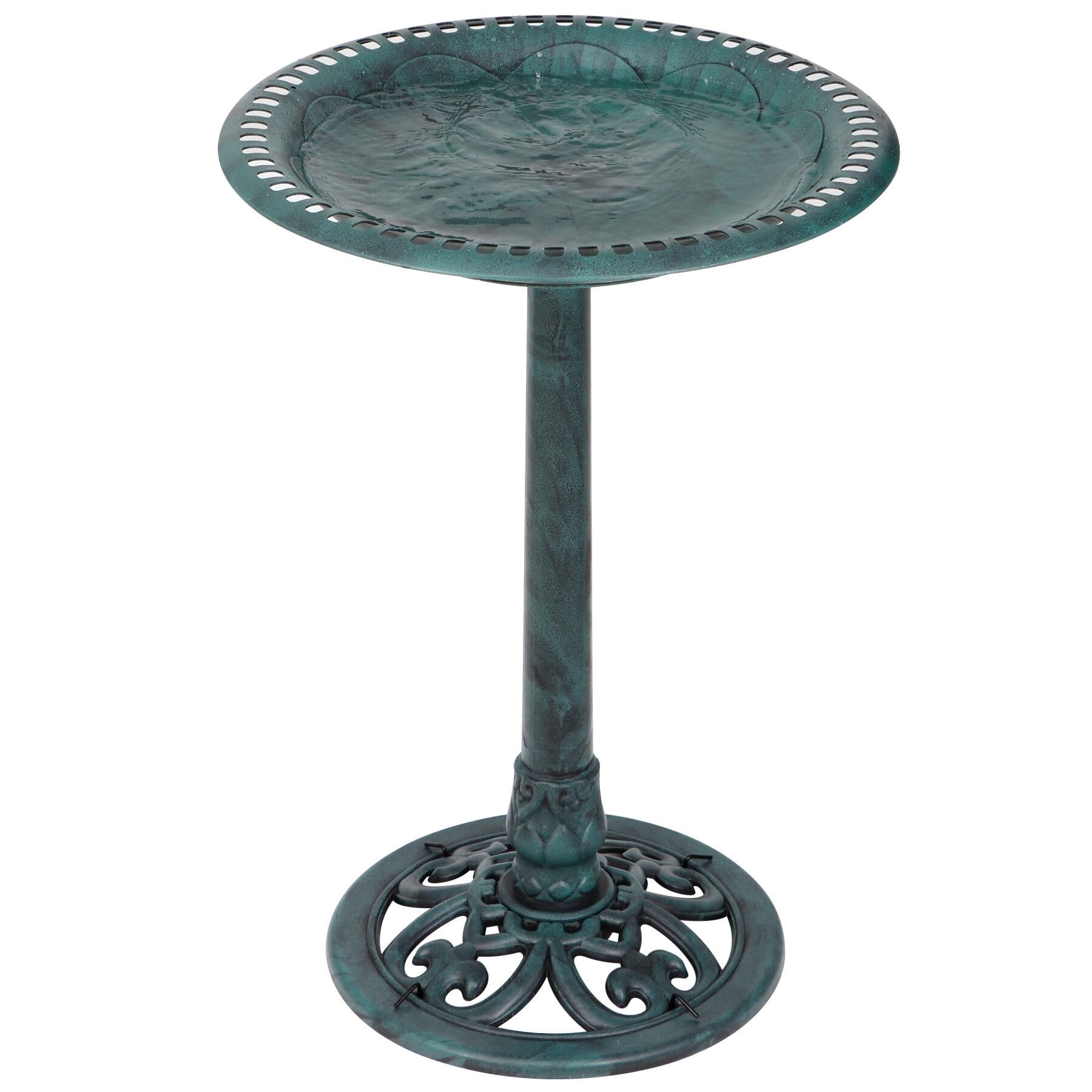 SuperDeal 28in Antique Bird Bath Weather-Resistant Resin Pedestal for Outdoor Garden Decor, Green