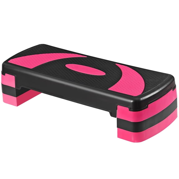 SuperDeal 30" Adjustable Aerobic Stepper Non-Slip Exercise Step Platformfor Boost Cardio & Burn Calories, Fitness Workouts W/4 Risers, Pink