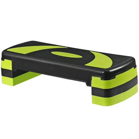 SuperDeal 30" Adjustable Workout Aerobic Stepper in Fitness & Exercise Step Platform Trainer Stepper W/Risers Yellow-Green
