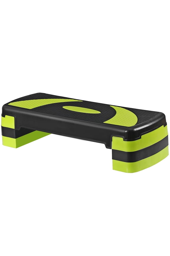 30" Adjustable Aerobic Stepper Non-Slip Exercise Step Platformfor Boost Cardio & Burn Calories, Fitness Workouts W/4 Risers, Yellow