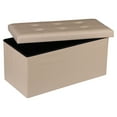 thumbnail image 1 of SuperDeal 30" Storage Ottoman Bench Folding Footrest Stool Sponge Padded Seat W/Lid Beige, 1 of 10