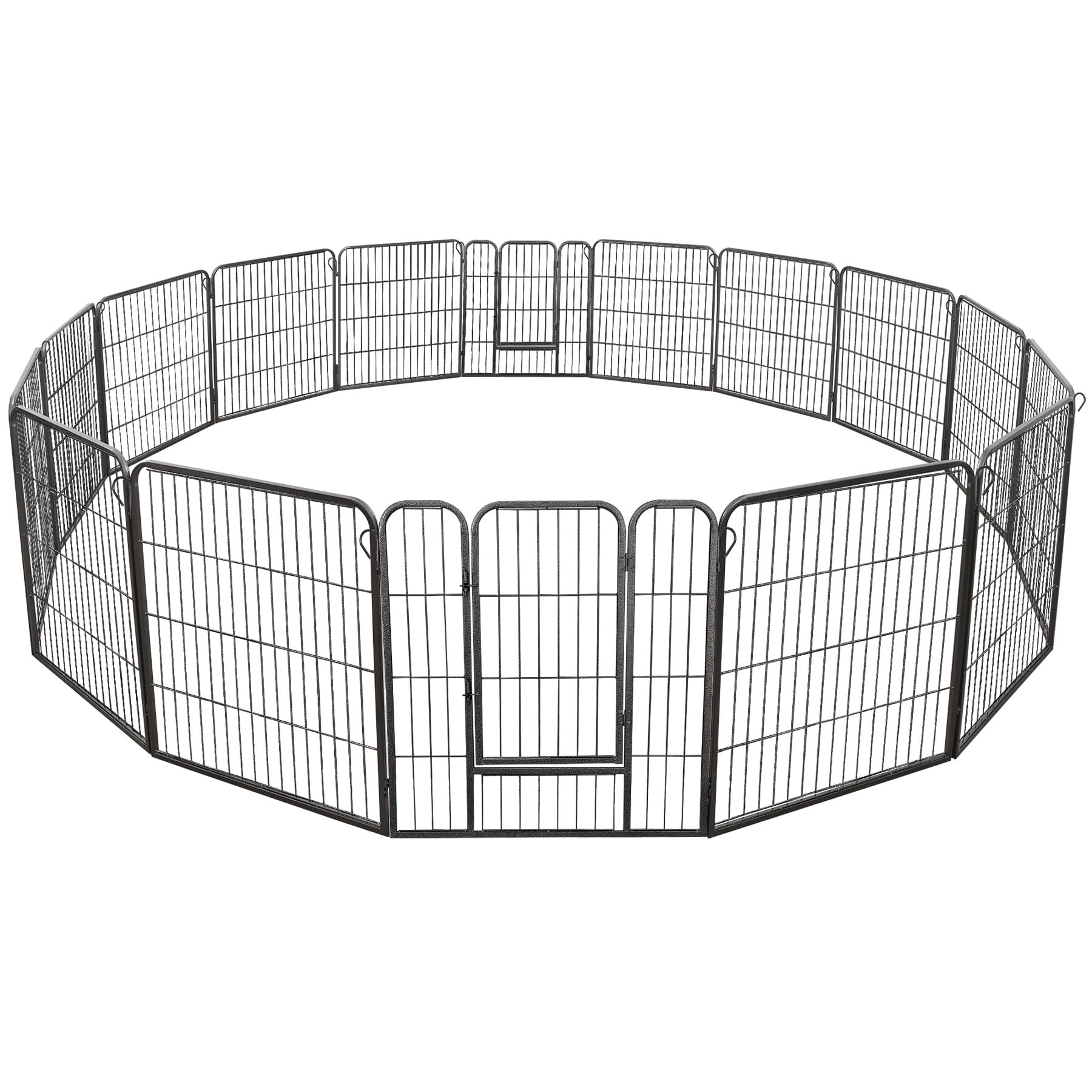 SuperDeal 32" 16 Panels Metal Pet Playpen Foldable DIY Dog Fence Exercise Cage W/Door