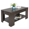 thumbnail image 1 of SuperDeal 38.6" Lift Top Coffee Table W/Extra Shift Rectangular MDF & Iron, Brown, 1 of 9