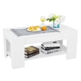 thumbnail image 1 of SuperDeal 38.6" Lift Top Coffee Table W/Extra Shift Rectangular MDF & Iron, White, 1 of 9