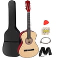 thumbnail image 1 of SuperDeal 38-Inch Round Shoulder Acoustic Guitar Kit 6 Strings Full Size Classic Beginners Children Adults All-Solid Wood with Carrying Case, Strap, Tuner and Pick, Natural, 1 of 17