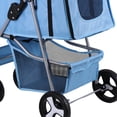 thumbnail image 1 of SuperDeal Folding Pet Stroller for Small Dog Cat, 4 Wheels Breathable Pet Carrier W/Cup Holder & Basket, Sky Blue, 1 of 11