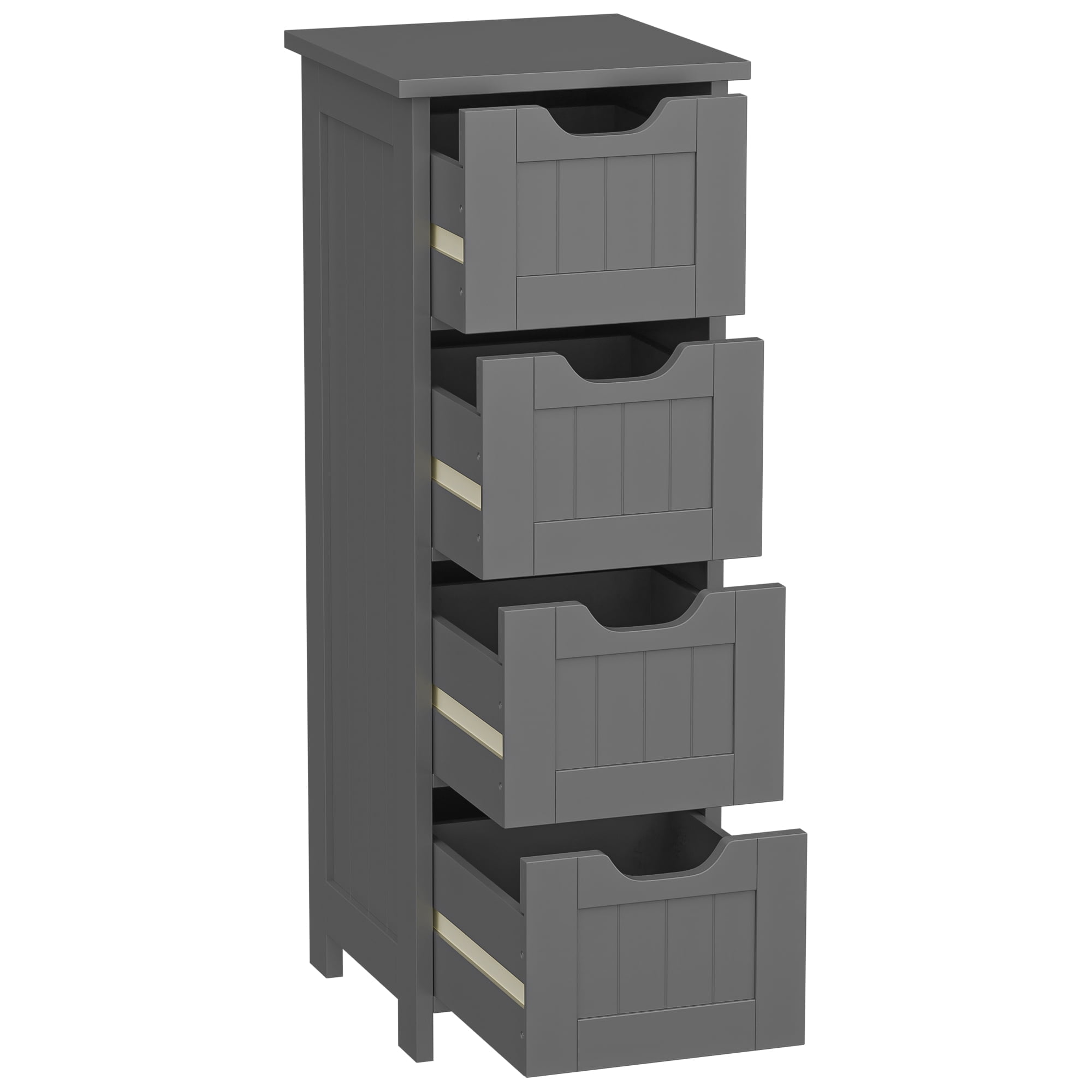 SuperDeal 4-Drawer Bathroom Storage Cabinet – Freestanding Wood Organizer Waterproof Small Side Cabinet for Home Living Room, Gray