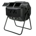 thumbnail image 1 of SuperDeal 43Gal Compost Bin Dual-Chamber Tumbling Fertilizer Tank Black Premium PP + Steel, 1 of 9