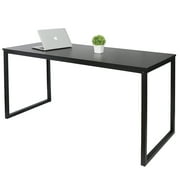 SuperDeal 47L x 28.7H Rectangular Computer Desk MDF Study Table Metal Frame Durable for Teen Adult, Black
