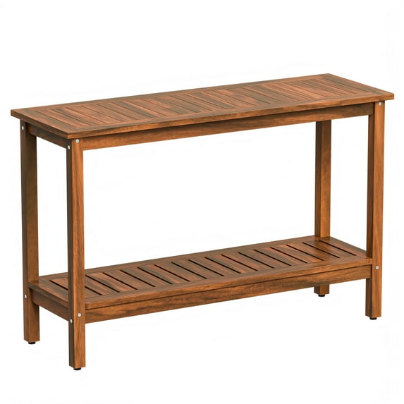 SuperDeal 48" Wooden Console Table 2-tier Storage Organizer Display Natural