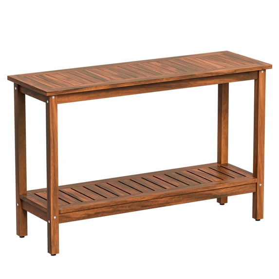 SuperDeal 48" Outdoor Console Table Versatile Wood Buffet Bar Organizer W/Slat Storage Shelf for Indoor, Outdoor, Patio, Deck, Natural