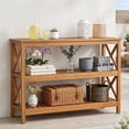 thumbnail image 1 of SuperDeal 48-in Indoor Outdoor Console Table 3-Shelf Weather-Resistant Wooden Buffet Bar Table, Natural, 1 of 11