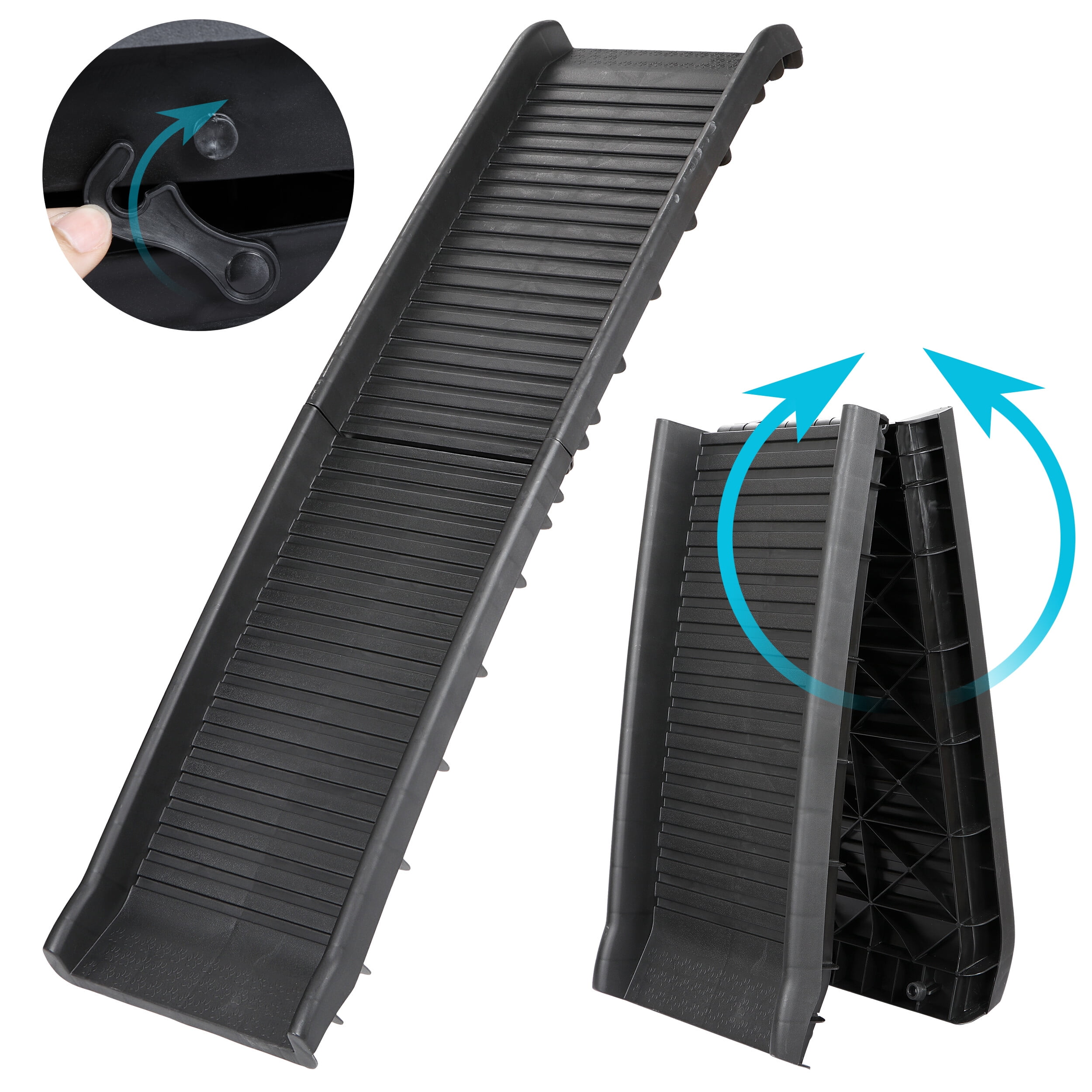 SuperDeal 61" Anti-Skid Pet Dog Ramp Foldable Car SUV Backseat Stair Steps Climb Ladder PP