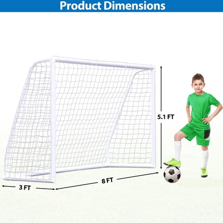 SuperDeal 8 Ft Soccer Goal Durable Backyard Soccer Net Weatherproof Soccer Training Equipment White