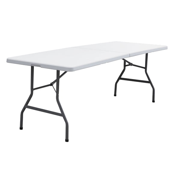 SuperDeal 8ft x 2.5ft Rectangle Folding Table Portable Indoor Outdoor Table W/Handle White