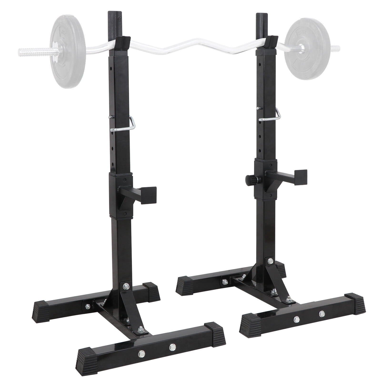 SuperDeal Adjustable Squat Stand, Sturdy Steel Barbell Stand with 13-Position Safety Spotters, Rubber End Caps, 550LBS Max Capacity, Ideal for Home Gym Workouts