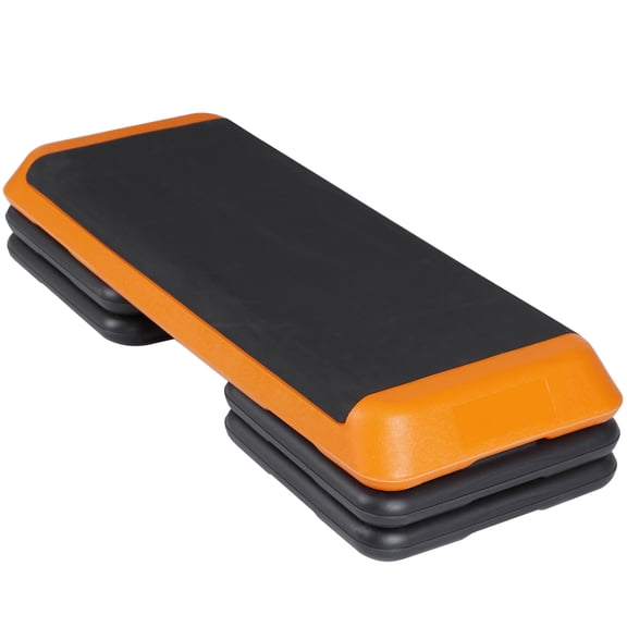 SuperDeal Aerobic Stepper 43 Inch PVC 4"-6"-8" Adjustable Risers Cardio Exercise Trainer Fitness Platform, Orange
