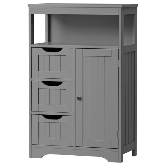 SuperDeal Bathroom Cabinet 3 Drawers Storage Organizer Floor Cupboard Home Living Room Decor Gray