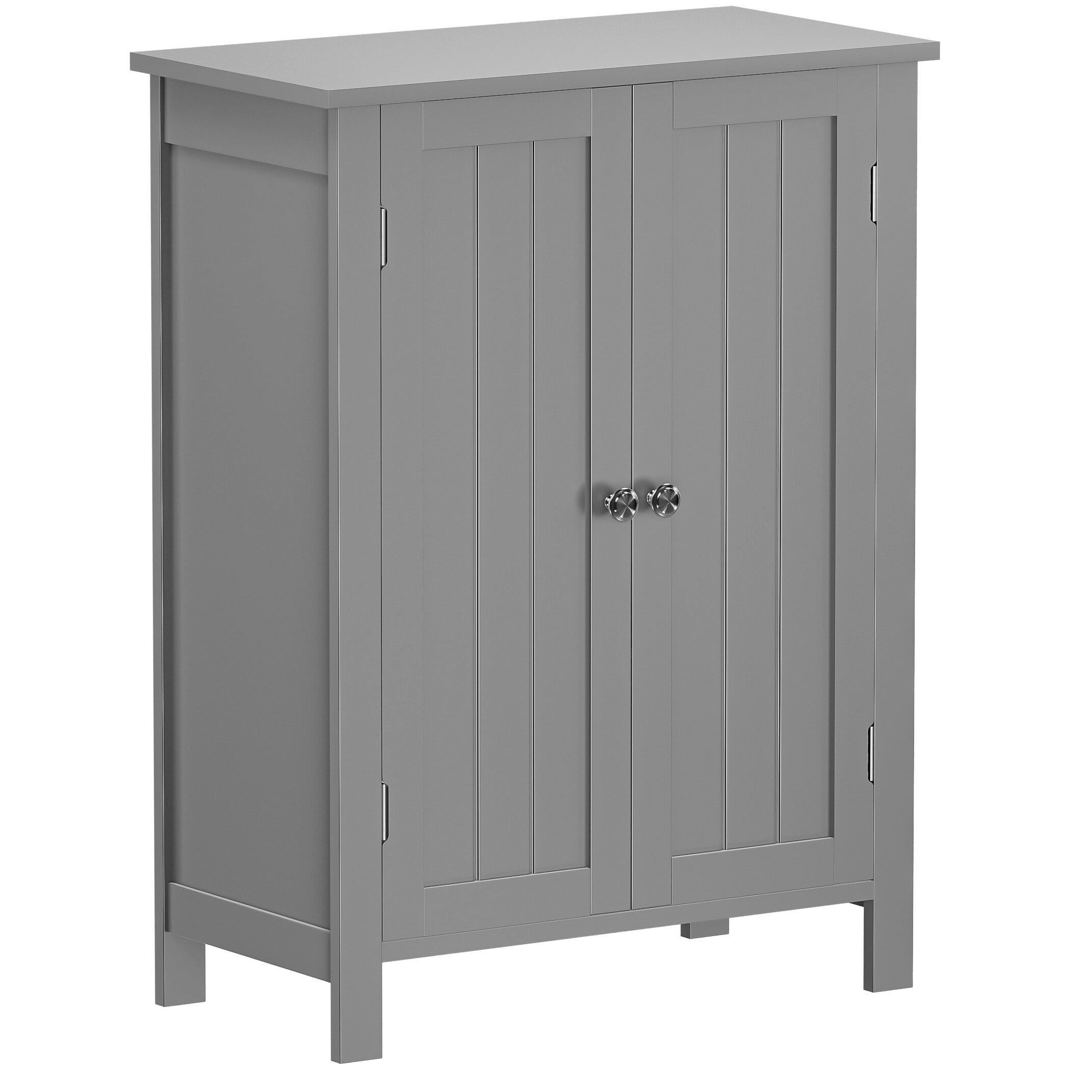 SuperDeal Bathroom Cabinet Floor Storage Organizer Cabinet Freestanding Cupboard Adjustable Shelves, Grqy