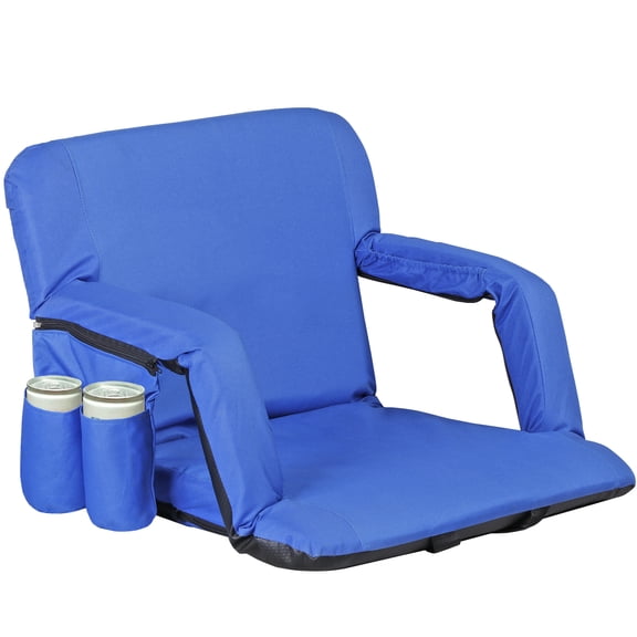 SuperDeal Ergonomic Stadium Seat Foldable Bleacher Chair Lightweight with Padded Backrest, Armrests & Cushion Perfect for Sports/Concerts/Camping & Outdoor Events, Blue