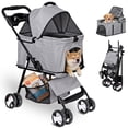 thumbnail image 1 of SuperDeal Folding Pet Stroller 3-in-1 Versatile Dog Jogger Stroller W/Detachable Carrier & Brakes for Small Dog Cat, Gray, 1 of 15