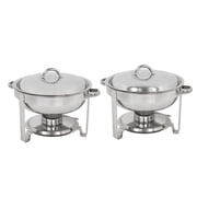 SuperDeal Glossy Round Chafing Dish 5Qt. Buffet Stove Hotel Catering Alcohol Furnace, 2 Pack