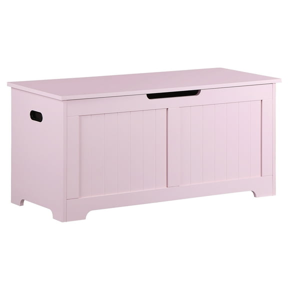 SuperDeal Lift Top Entryway Storage Chest/Bench with Side Handles, MDF Frame Toy Box, Pink