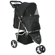 SuperDeal Lightweight 3-Wheel Pet Dog Travel Stroller Folding W/Safety Belt & Cup Holder