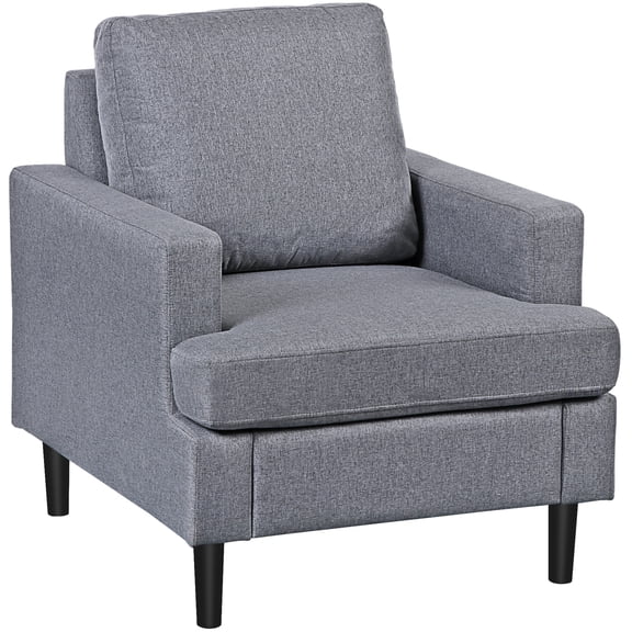 SuperDeal Modern Linen Accent Sofa Chair Solid Wood Legs, Soft Comfort for Living Room & Office Use, Light Gray
