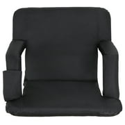 SuperDeal Outdoor Portable Stadium Seats Tiltable Design with Cup Holder, Black