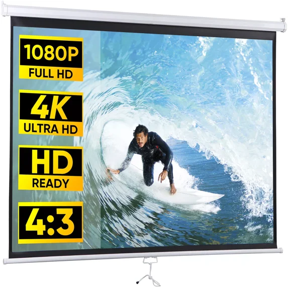7 Inch Projector Screen SuperDeal Projector Screen 72 inch 4:3 HD PVC Manual Projection Screen ...