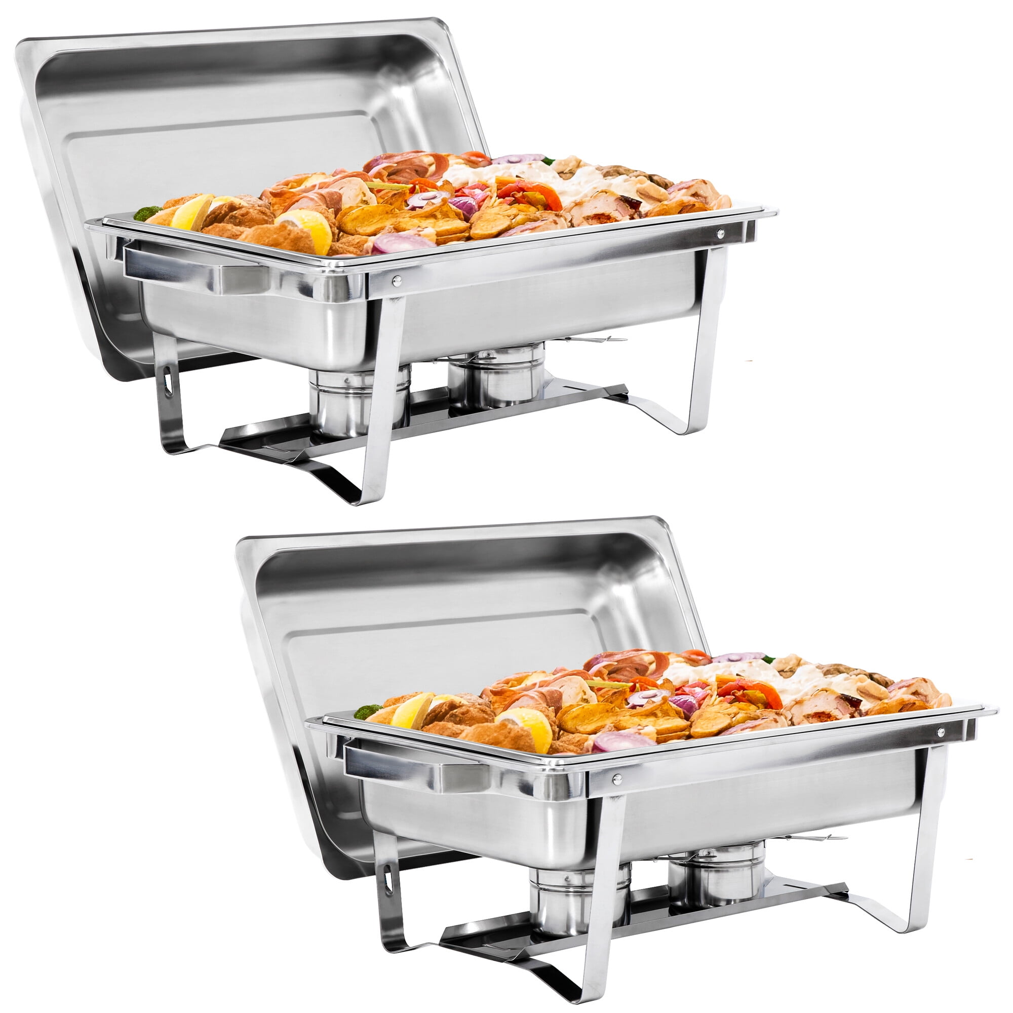 Large Capacity Chafing Dish Round Buffet Food Warmer Tray Stainless Steel  Silver