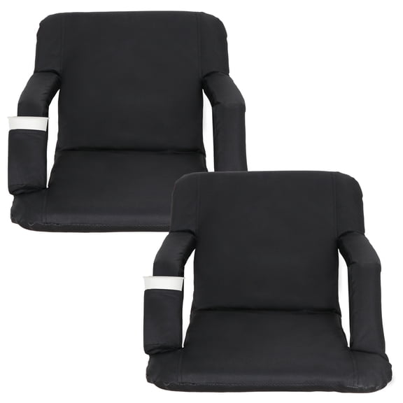 SuperDeal Set of Two Outdoor Portable Stadium Seats Tiltable Design, Black