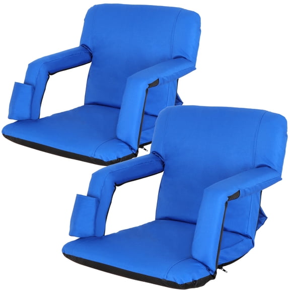 SuperDeal Set of Two Outdoor Portable Stadium Seats Tiltable Design, Blue