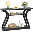 thumbnail image 1 of SuperDeal Simple Curve Console Table Porch Side Table Glossy MDF Black, 1 of 9