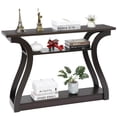 thumbnail image 1 of SuperDeal Simple Curve Console Table Porch Side Table Glossy MDF Blackish Brown, 1 of 9