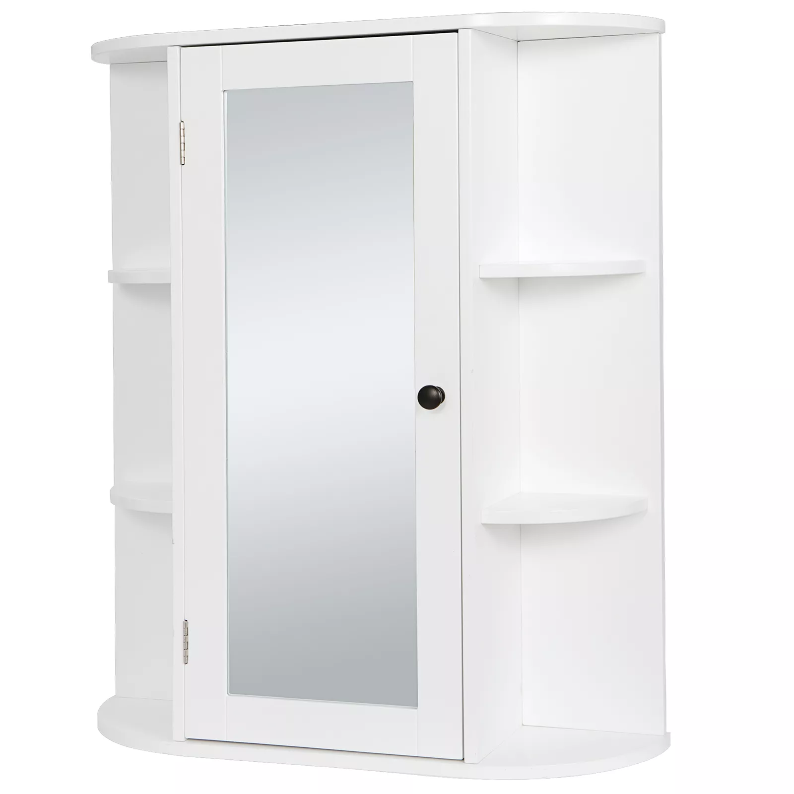 SuperDeal Wall Mounted Cabinet Bathroom Storage Organizer Single Door Medicine Cabinet with Mirror White