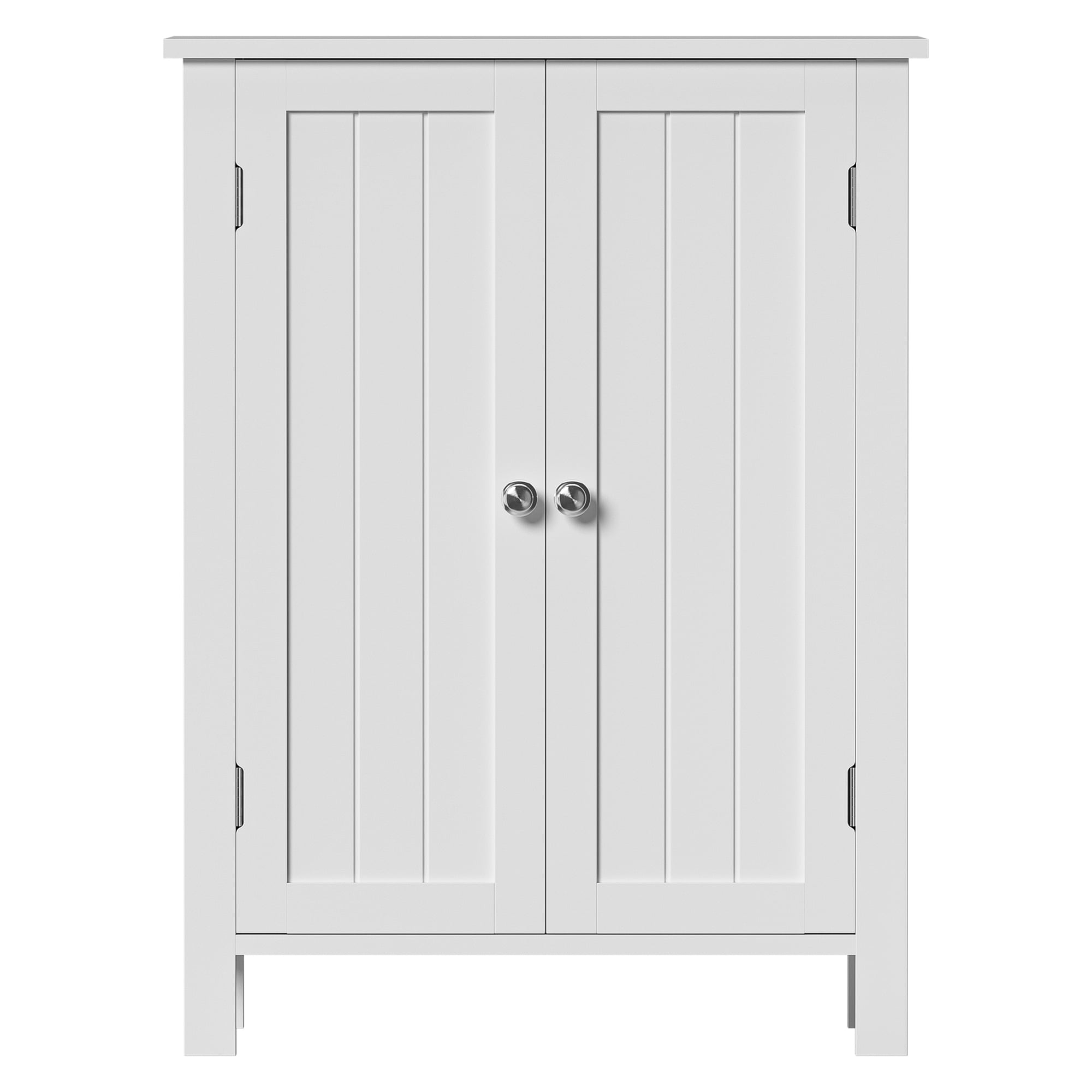 SuperDeal Bathroom Cabinet Floor Storage Organizer Cabinet Freestanding Cupboard Adjustable Shelves, White